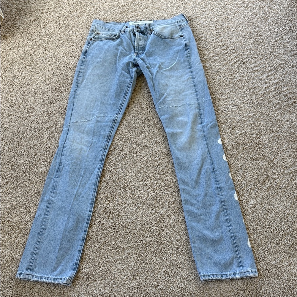 Off-White Light Blue Straight Leg Jeans